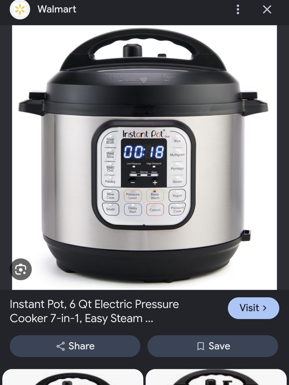🔥Insta Pot 6-Quart Electric Pressure Cooker - Gray Stainless